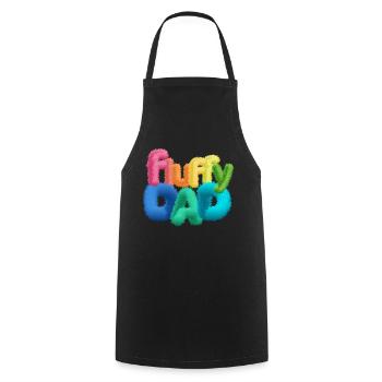 Fluffy Dad – Colorful, Fluffy Typography - Cooking Apron - black - Front - AI Model Male 185 dark (185cm)