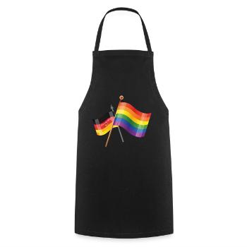 Regenbogen Deutschland Flagge - Kochschürze - Schwarz - Vorne - AI Model Male 185 dark (185cm)