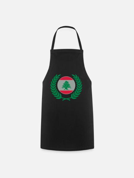 Libanon (Flagge & Lorbeerkranz) - Kochschürze - Schwarz