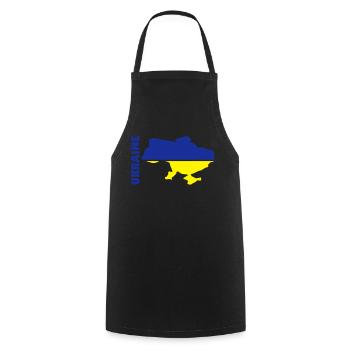 ukraine_umriss_flagge_50 - Kochschürze - Schwarz - Vorne - AI Model Male 185 dark (185cm)