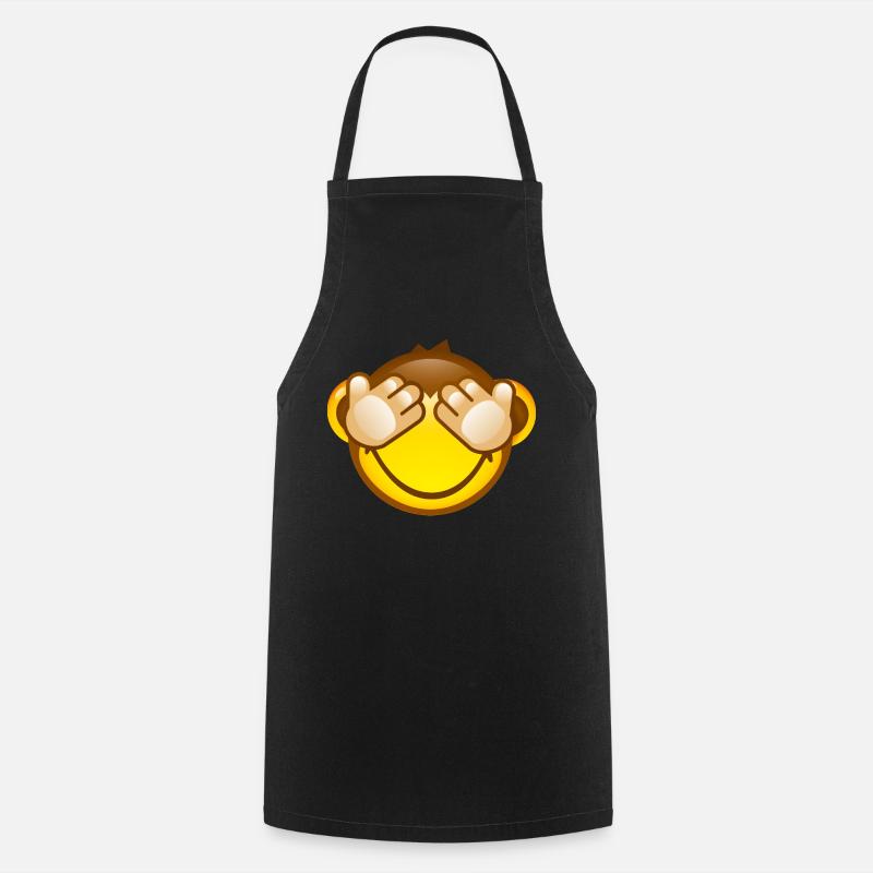 Smiley Monkey No Seeing - Cooking Apron - black
