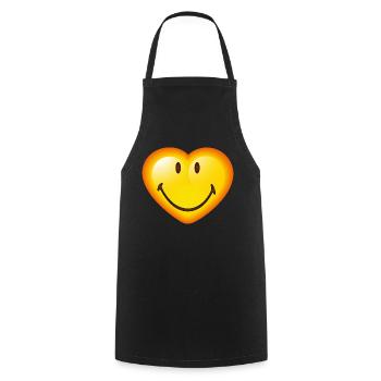 Smiley Glossy Heart - Cooking Apron - black - Front - AI Model Male 185 dark (185cm)