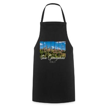 San Gimignano Tuscany Italy Panorama - Cooking Apron - black - Front - AI Model Male 185 dark (185cm)