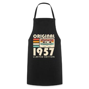 Original 1957 Vintage Vintage Rétro Anniversaire - Tablier de cuisine - noir - Devant - AI Model Male 185 dark (185cm)