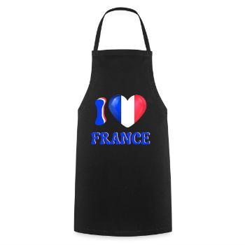 I love France Blue White Red Flag Heart - Cooking Apron - black - Front - AI Model Male 185 dark (185cm)