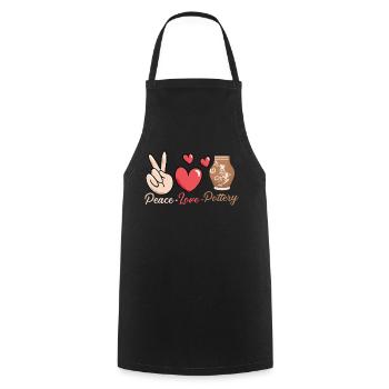 Peace Love Pottery Pot Maker Ceramics Artist - Kochschürze - Schwarz - Vorne - AI Model Male 185 dark (185cm)