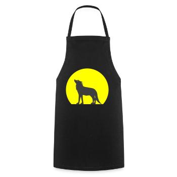 Silhouette loup et lune - Tablier de cuisine - noir - Devant - AI Model Male 185 dark (185cm)