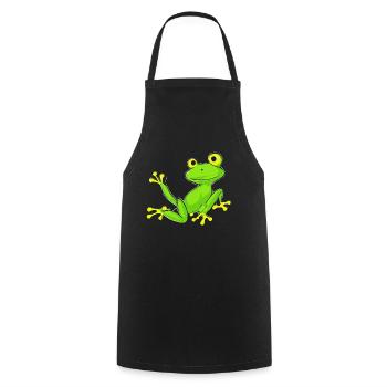 Crazy Cute Chibi Frog - Cooking Apron - black - Front - AI Model Male 185 dark (185cm)