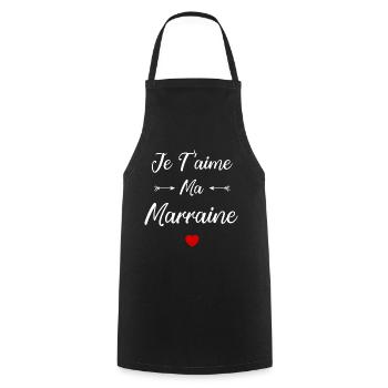 Je t'aime ma Marraine - Tablier de cuisine - noir - Devant - AI Model Male 185 dark (185cm)