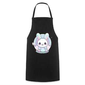 Lapin de Pâques Lapin de Pâques Cadeau - Tablier de cuisine - noir - Devant - AI Model Male 185 dark (185cm)