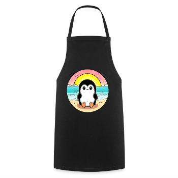 Pingouin de plage au coucher du soleil - Tablier de cuisine - noir - Devant - AI Model Male 185 dark (185cm)