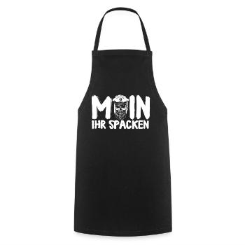 Moin ihr Spacken Norddeutschland Norddeutsches - Kochschürze - Schwarz - Vorne - AI Model Male 185 dark (185cm)