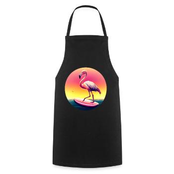 Surfing flamingo in sunset - Cooking Apron - black - Front - AI Model Male 185 dark (185cm)