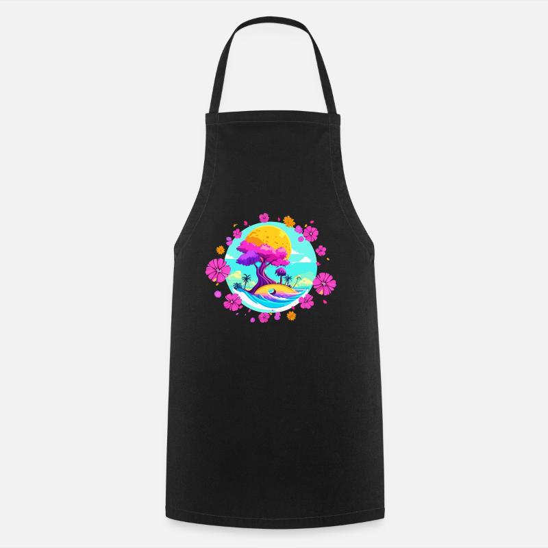 Fleur rose - Tablier de cuisine - noir