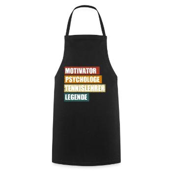 Tennislehrer / Tennistrainer lustiger Spruch - Kochschürze - Schwarz - Vorne - AI Model Male 185 dark (185cm)