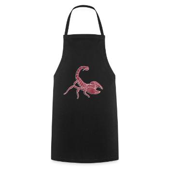 "Scorpion", boho line art design, series "Desert" - Cooking Apron - black - Front - AI Model Male 185 dark (185cm)