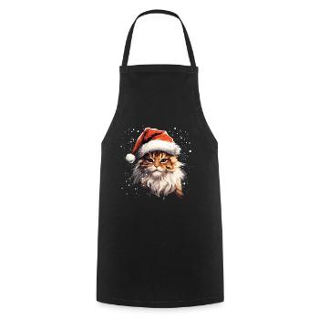 Cat Christmas Christmas Cat Merry Catmas - Cooking Apron - black - Front - AI Model Male 185 dark (185cm)