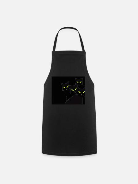 Schwarze Katzen in schwarzer Nacht - Kochschürze - Schwarz