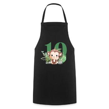 10th Birthday Monkey Safari - Cooking Apron - black - Front - AI Model Male 185 dark (185cm)