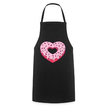 Herz Donut - Kochschürze - Schwarz - Vorne - AI Model Male 185 dark (185cm)