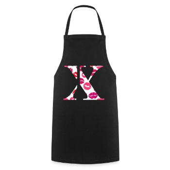 Lettre x bisous - Tablier de cuisine - noir - Devant - AI Model Male 185 dark (185cm)