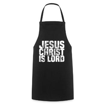 Jésus-Christ est Seigneur - Tablier de cuisine - noir - Devant - AI Model Male 185 dark (185cm)