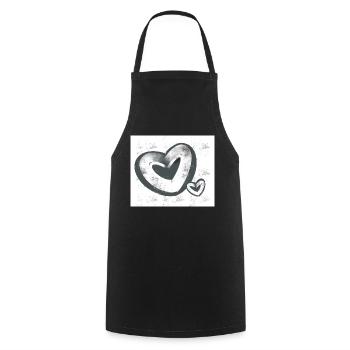 Two Hearts Connected in Love Friendship White - Cooking Apron - black - Front - AI Model Male 185 dark (185cm)