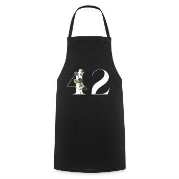 Number 42 Floral Green - 42nd Floral Birthday - Cooking Apron - black - Front - AI Model Male 185 dark (185cm)