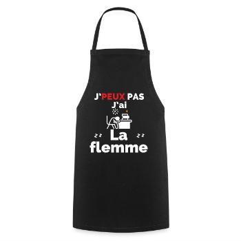 J'Peux pas j'ai la flemme - Tablier de cuisine - noir - Devant - AI Model Male 185 dark (185cm)