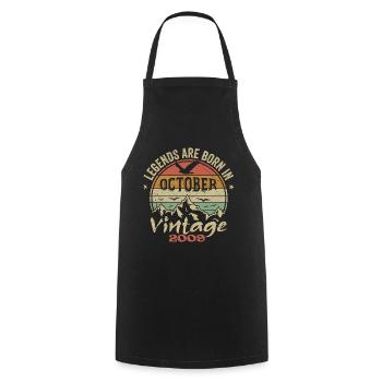 Awesome Since October 2009 - October 2009 Gift - Cooking Apron - black - Front - AI Model Male 185 dark (185cm)