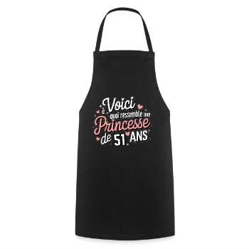 Princess 51 years old - Cooking Apron - black - Front - AI Model Male 185 dark (185cm)