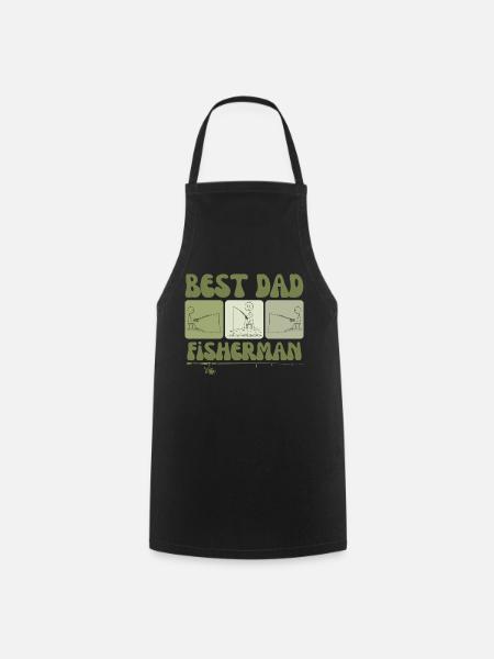 Meilleur papa pêcheur - Earthy Stickman Fishing - Tablier de cuisine - noir
