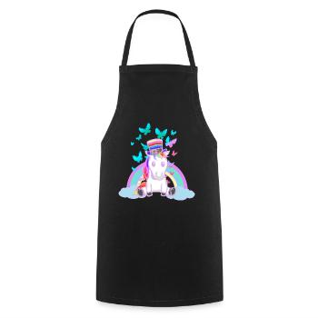 années 80 90 arc-en-ciel Licorne Licornes Vintage - Tablier de cuisine - noir - Devant - AI Model Male 185 dark (185cm)