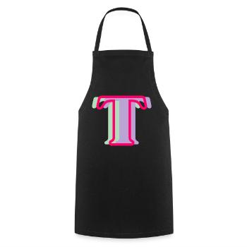 Multicolored letter t - Cooking Apron - black - Front - AI Model Male 185 dark (185cm)
