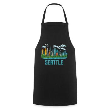 Seattle City - Cooking Apron - black - Front - AI Model Male 185 dark (185cm)