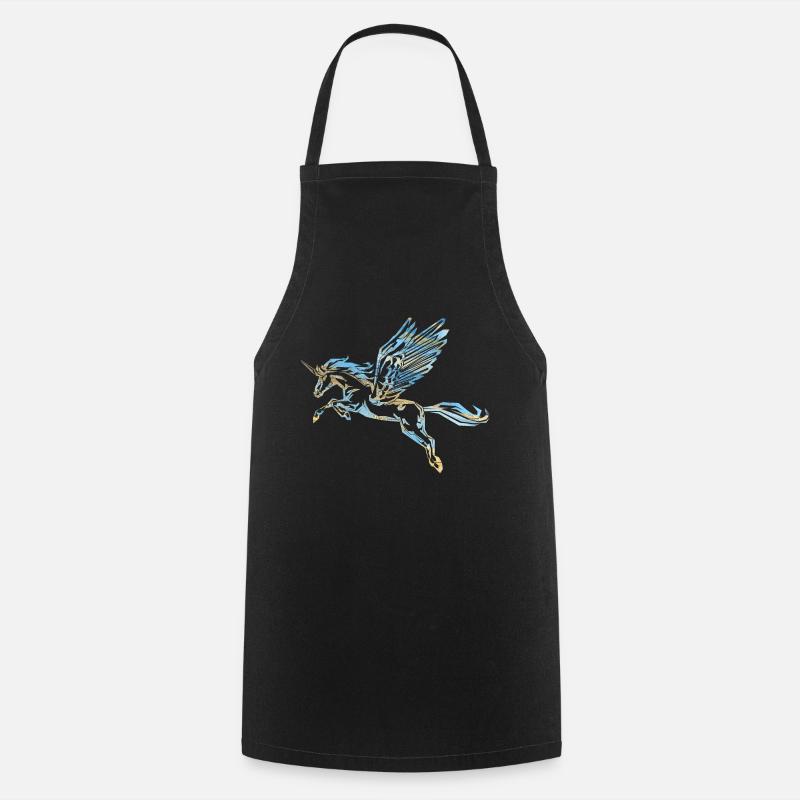 PEGASUS UNICORN - blue gold - Cooking Apron - black