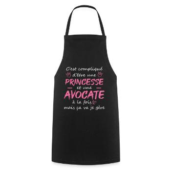 cadeau original femme princesse avocate - Tablier de cuisine - noir - Devant - AI Model Male 185 dark (185cm)