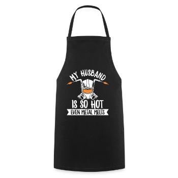 Welding saying for your welder wife - Cooking Apron - black - Front - AI Model Male 185 dark (185cm)