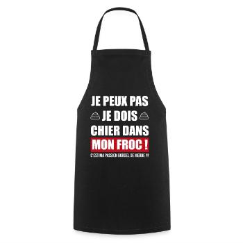 je peux pas chier dans mon froc | cadeau débile - Tablier de cuisine - noir - Devant - AI Model Male 185 dark (185cm)