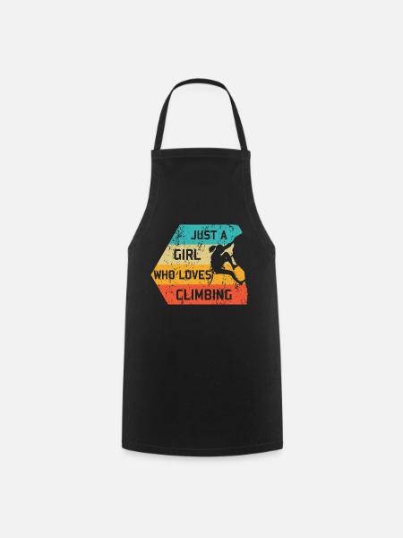 Just A Girl Who Loves Climbing Retro Climber - Cooking Apron - black