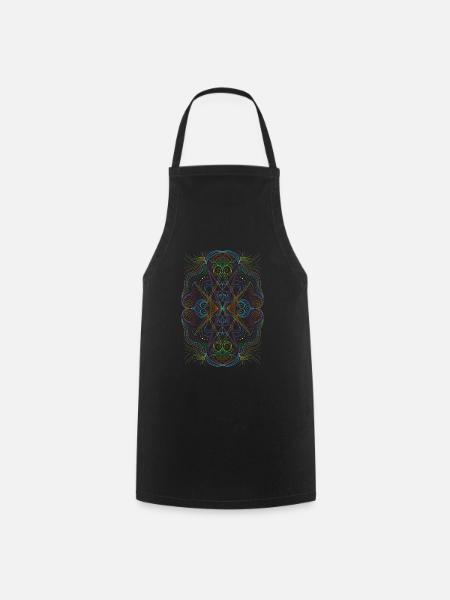 Geometrie Mandala - Kochschürze - Schwarz