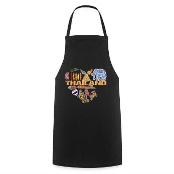J’adore l’émigration et les vacances en Thaïlande - Tablier de cuisine - noir - Devant - AI Model Male 185 dark (185cm)