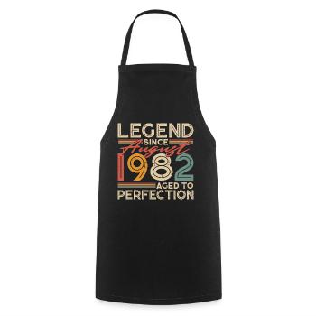 Legend August 1982 Vintage Birthday - Cooking Apron - black - Front - AI Model Male 185 dark (185cm)