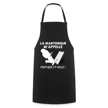 Martinique M'Appelle Citation Humour île passion - Tablier de cuisine - noir - Devant - AI Model Male 185 dark (185cm)