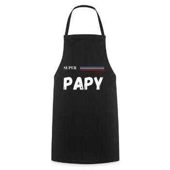 super papy - t-shirt assorti - Tablier de cuisine - noir - Devant - AI Model Male 185 dark (185cm)