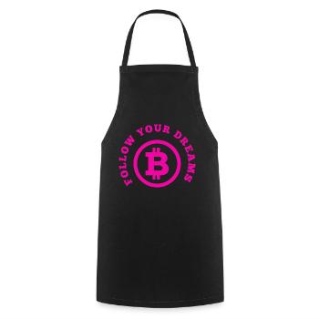 Follow your Dreams and Krypto BTC Pink - Cooking Apron - black - Front - AI Model Male 185 dark (185cm)