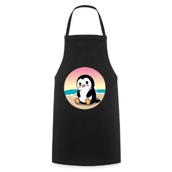 Pingouin de plage au coucher du soleil - Tablier de cuisine - noir - Devant - AI Model Male 185 dark (185cm)