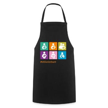 Piktogramme Buntstillen 2023 NEU ohneLogo - Kochschürze - Schwarz - Vorne - AI Model Male 185 dark (185cm)