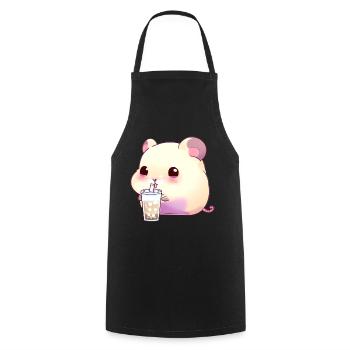 Kawaii Hamster mit Bubble Tea - Kochschürze - Schwarz - Vorne - AI Model Male 185 dark (185cm)