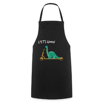 Cute Dino Little Dinosaur Blue with scooter - Cooking Apron - black - Front - AI Model Male 185 dark (185cm)